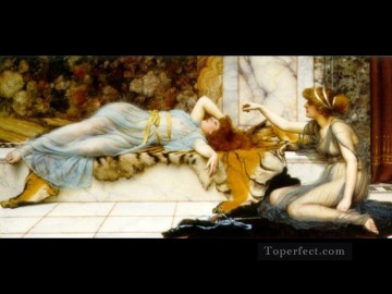 Mischief and Repose 1895 Neoclassicist lady John William Godward Oil Paintings